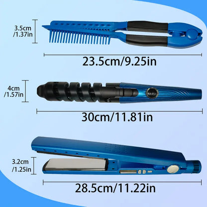 COMBO NANO TITANIUM PLANCHA + PEINE RIZADOR