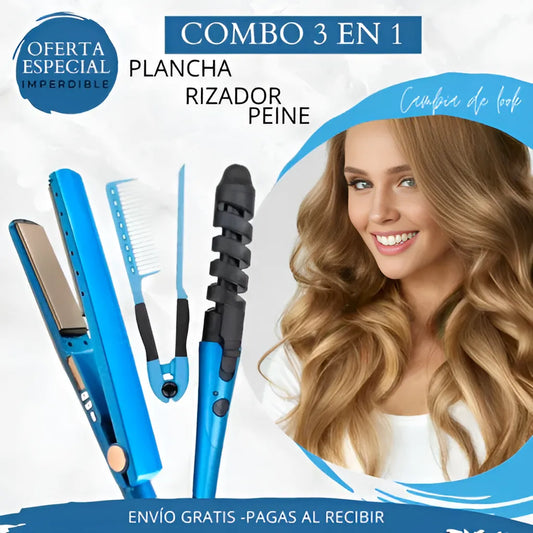 COMBO NANO TITANIUM PLANCHA + PEINE RIZADOR